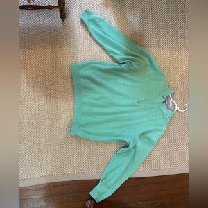 Peter Millar Sweater Mens L Green Quarter Zip Mock Neck Pima Cotton Blend Golf